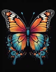 Digi-nectar: Monarch Butterfly in Digital Format for T-Shirt Design