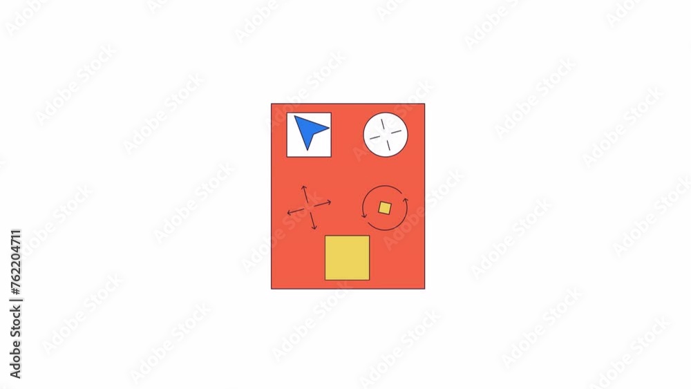Poster video game control buttons line 2d objects animation. gaming software development tools flat color c