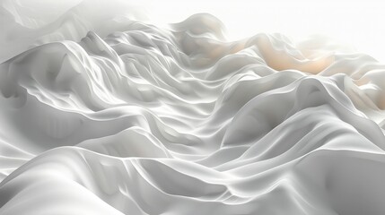 Closeup of rippled white silk fabric.