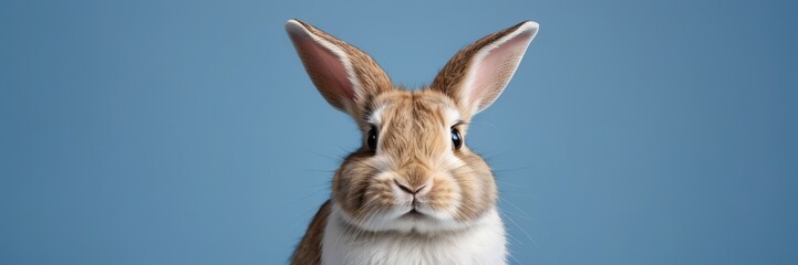 Obraz premium one Rabbit look front copy space with Blue background