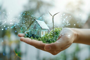 Fototapeta na wymiar Reducing Carbon Footprints: Sustainable Home Design and Electric Vehicle Market Trends for an Environmentally Friendly Future