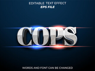 cops text effect, font editable, typography, 3d text. vector template