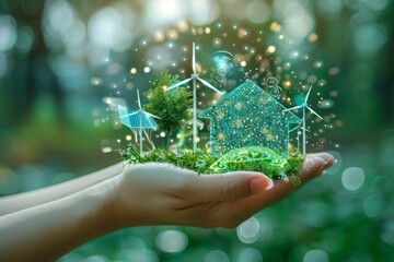 Eco-Conscious Design: Transforming Homes with Solar Power Generation, Green Technology, and Sustainable Building Materials - obrazy, fototapety, plakaty