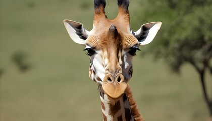 A Giraffe With Its Ears Flattened Back Startled