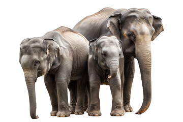 Thai elephant family isolated on transparent background
