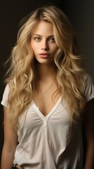 Naklejka premium Woman With Long Blonde Hair Posing