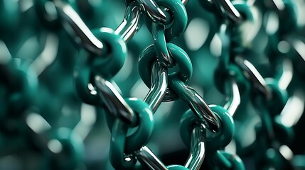 An iron chain. Close-up, the concept of strength, mutual assistance. - obrazy, fototapety, plakaty