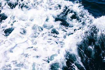 Blue sea waves in the ocean. Stormy winds at sea. horror concept The brutality of the sea.