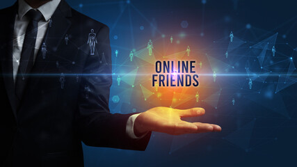 Hand holding social media related inscription