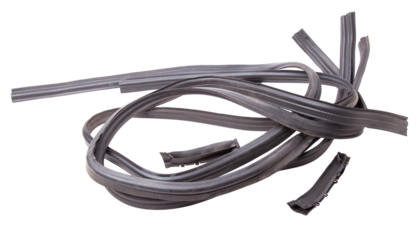 Rolled up black rubber sealant for elements of the car body, doors or trunk, for noise insulation, thermal and sound, preventing heat loss in the car interior. Sealing gasket for repair in a workshop.