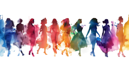 Watercolor painting of colourful women of different ethnicities depicting International Women's Day. the concept of gender equality and the women's empowerment movement
