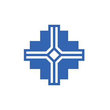 abstract modern medical cross tech logo