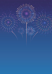 Fototapeta premium Fireworks in the night sky background.