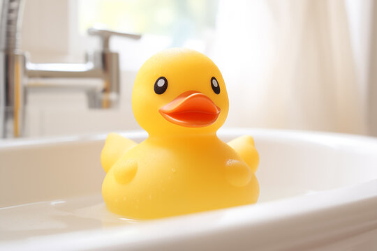 Cute bath rubber duck. Generative AI