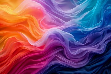 Obraz premium Vibrant Rainbow Colored Fabric Waves Texture Background for Creative Design Use