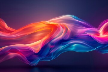 Vibrant Abstract Smoke Waves with Colorful Gradient on Dark Background for Creative Design Use