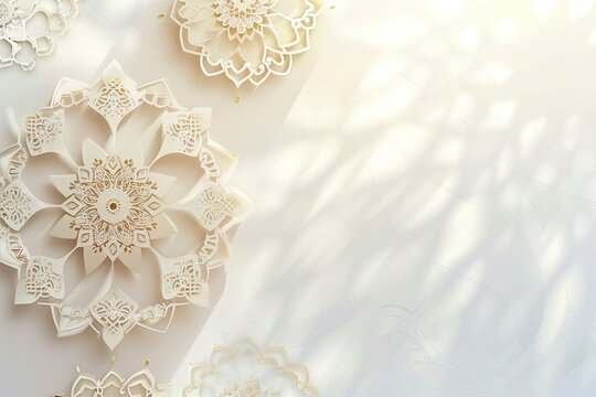 Beautiful cream desktop wallpaper background by islamic elegant ornament with light