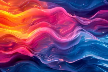 Vibrant Abstract Wavy Background in Pink, Blue, and Purple Hues for Creative Designs and Wallpapers - obrazy, fototapety, plakaty