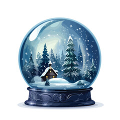 Magic winter snow globe clipart isolated on white background