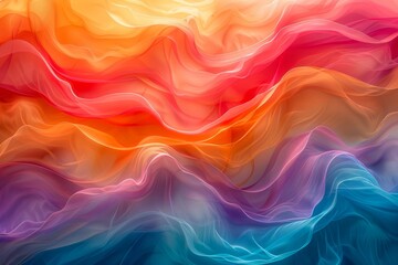 Vibrant Multicolored Abstract Silk Waves Texture Flowing for Artistic and Design Background Concepts