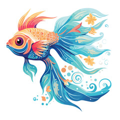Magical Fish Clipart clipart isolated on white background