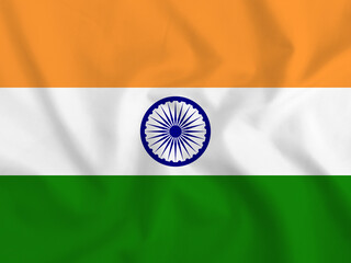 Indian flag on fabric textured india flag