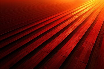 Solar sheets span the land, verdure meets renewable frontier, sunset crowns eco-endeavor with glory. Green energy expanse, solar cells edge to edge, dusk's radiance heralds power paradigm shift. - obrazy, fototapety, plakaty