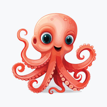 Octopus Clipart Cute clipart isolated on white background