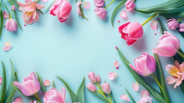 Image Illustration of Motherâ€™s Day banner with copy space and flowers 