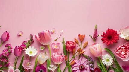 Image Illustration of Motherâ€™s Day banner with copy space and flowers 