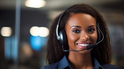 Woman Smiling in Headset