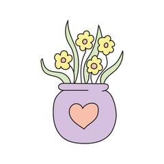 Vase with flowers in doodle style