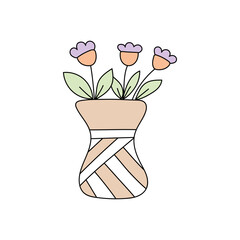 Vase with flowers in doodle style