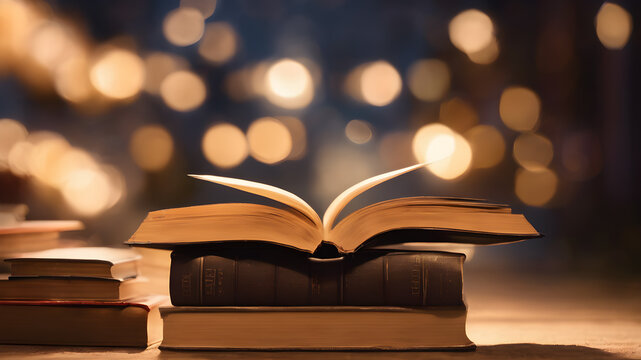 Stack of old book education concept background,  books in pile with copy space for text,