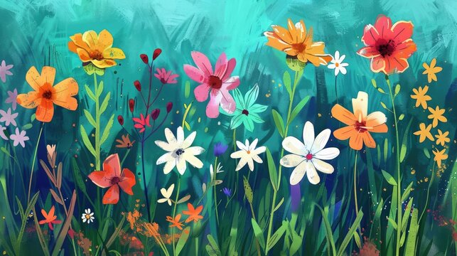An illustration of a garden with flowers of different colors and sizes blooming together, symbolizing the beauty of diversity and the need for tolerance.