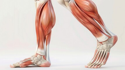 A detailed illustration of the leg muscles, showcasing the importance of leg strength. - obrazy, fototapety, plakaty