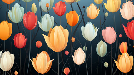 Seamless Colorful Tulip Pattern