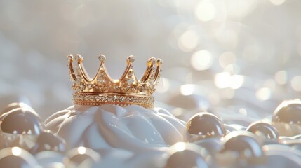 The majestic presence of a golden crown atop a white sphere, isolated for a clear and focused representation