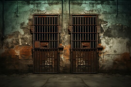 Daunting Prison doors old. Detention sentence. Generate Ai