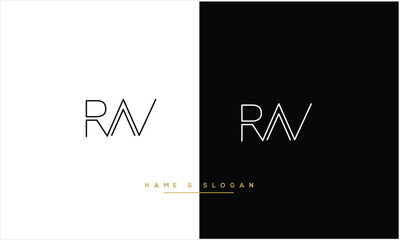 RW, WR, W, R, Abstract letters Logo Monogram