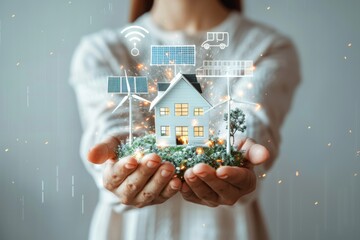 Leading the Way in Smart and Sustainable Urban Living: Innovative Home Solutions for Energy Efficiency, Eco Friendliness, and Luxurious Comfort. - obrazy, fototapety, plakaty