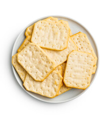 Crackers on a plate on White Background