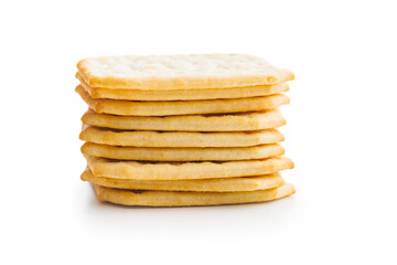 Stack of Crackers on White Background