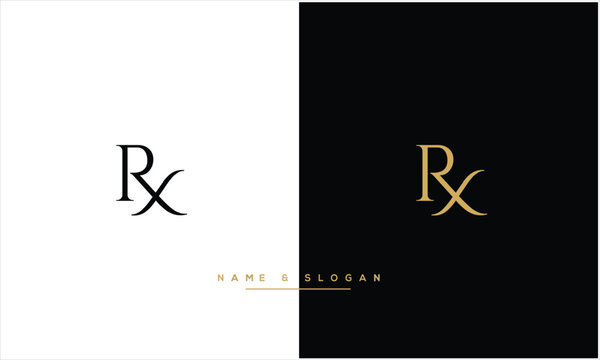 Alphabet Letters RX, XR, Initials Logo Monogram