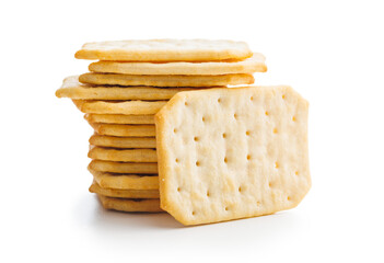 Stack of Crackers on White Background