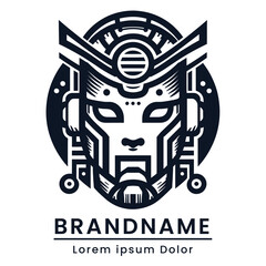 Artificial Intelligence robot logo with futuristic style color white and black