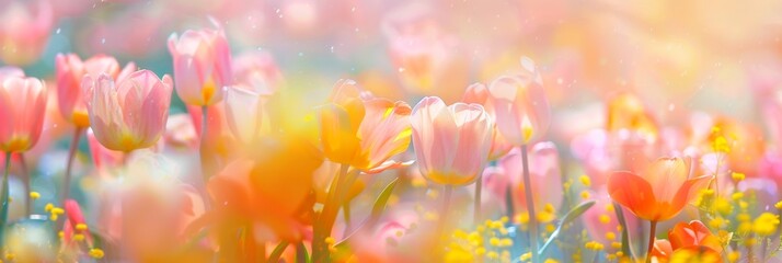 KS Beautiful spring nature background with blooming flowe.