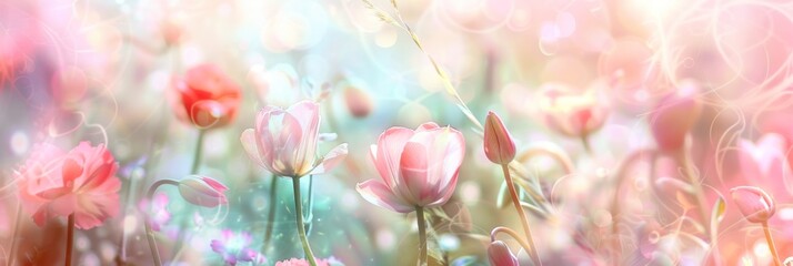 KS Beautiful spring nature background with blooming flowe.