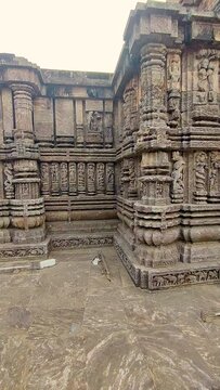 Eastern side close up view of Ancient Sun temple of Konark