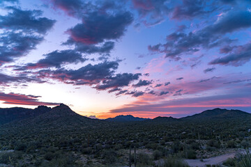 Pastel skies in the San Tan Mountain Regional Park outside of Phoenix, Arizona. 